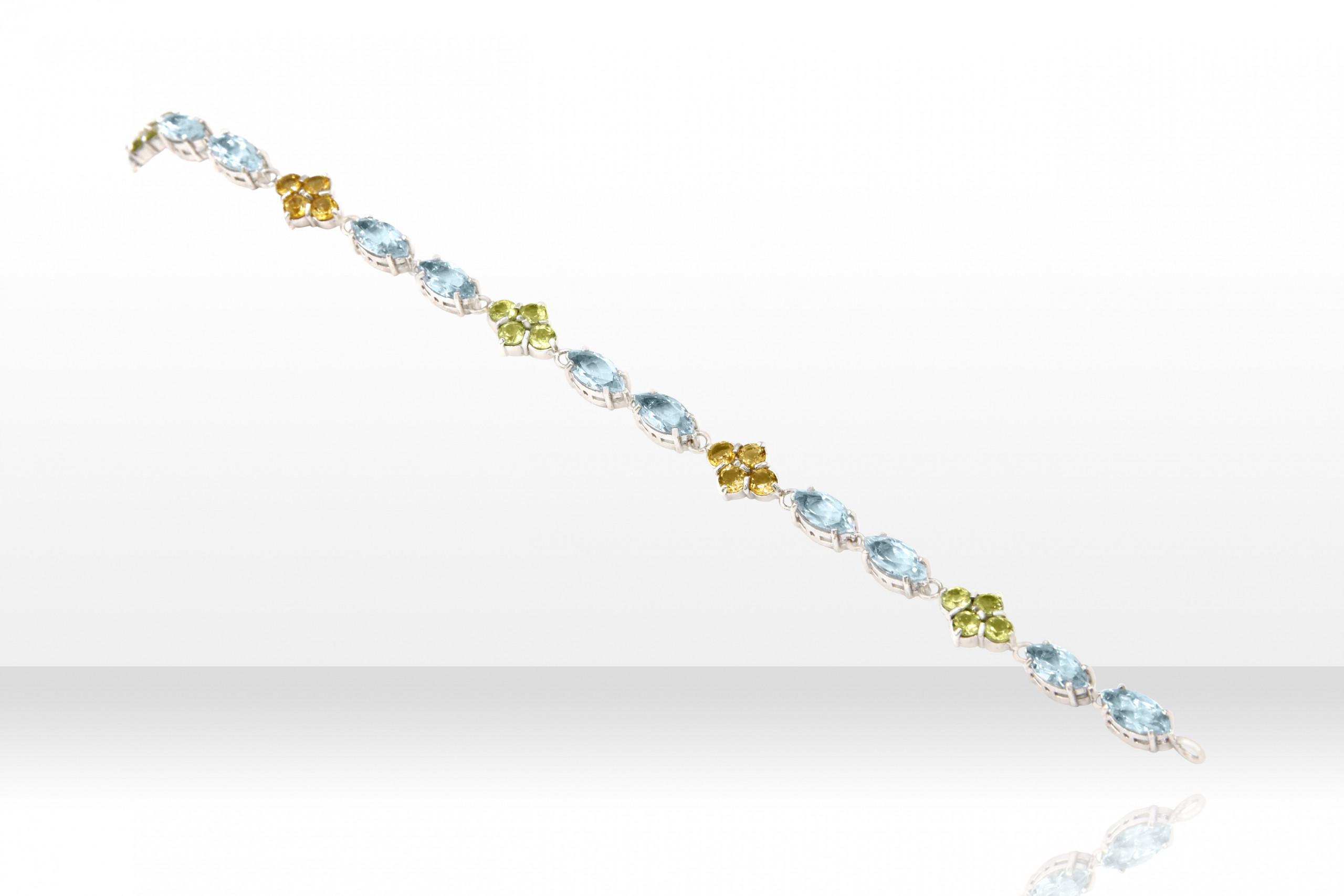14K White Gold Anklet Bracelet with Blue Topaz Gemstones 9 Inches | eBay